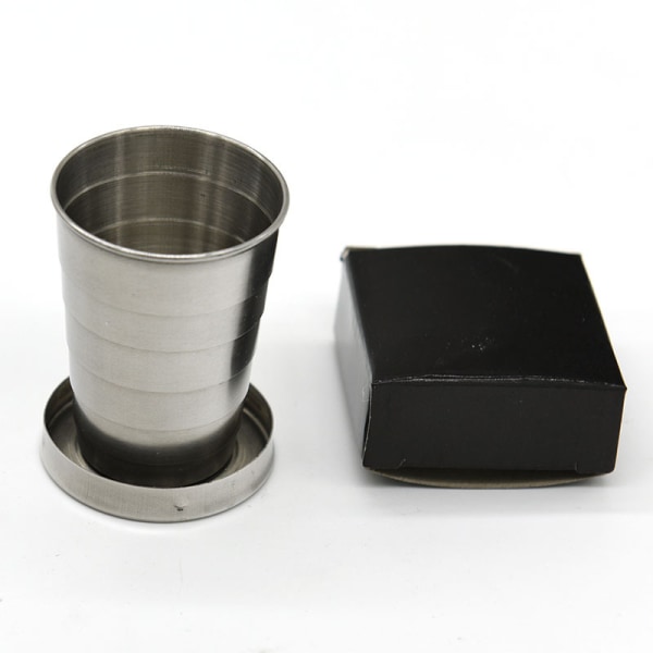 2 stk 75 ML/2,5 oz sammenleggbar kopp i rustfritt stål Gjenbrukbar bærbar reise sammenleggbar vannkopp krus med lokk og nøkkelring for