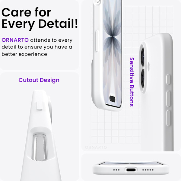 Compatible with iPhone 17 6.3-inch Protective Case, Slim Liquid Silicone 6-Layer Full Coverage Soft Rubber. Pure white Pure white