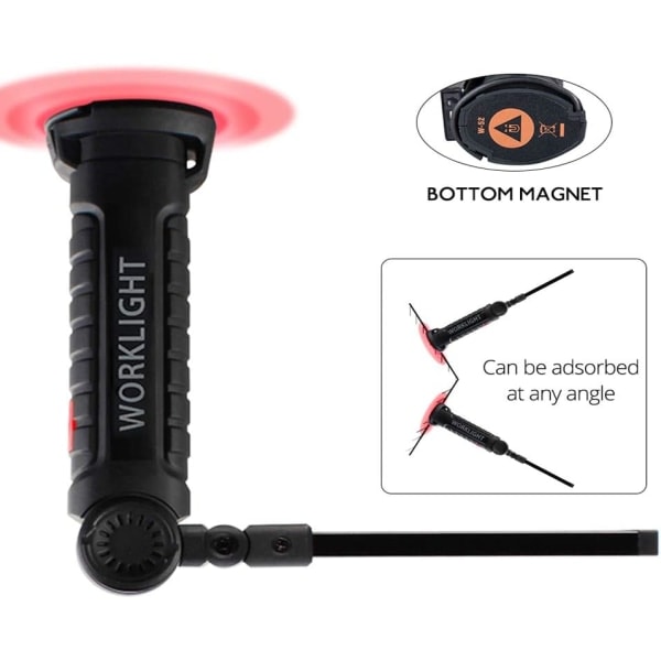 LED USB Ladbar Lommelykt, 2 stk Lyse Lommelykter Arbeidslampe