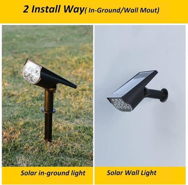 2-pack Outdoor Solar Lights, IP65 Waterproof, Adjustable Angle 150°, Warm White Wall Lamp