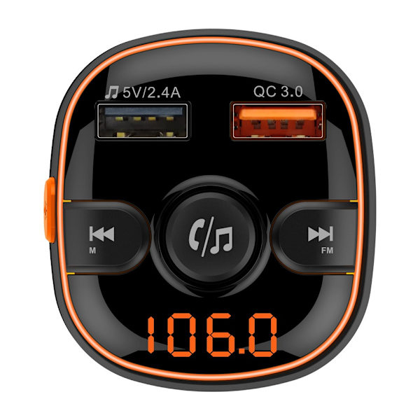 Bluetooth FM-transmitter til bil, radiomodtager/lydadapter med dobbelt biloplader, understøtter opladning