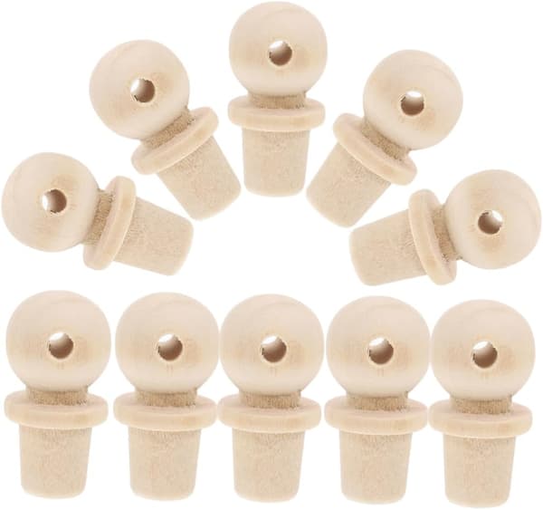 Sæt med 10 Træknopper Gourd Design Flaskepropper Mini Korker til Håndværk Dekorative Træknopper