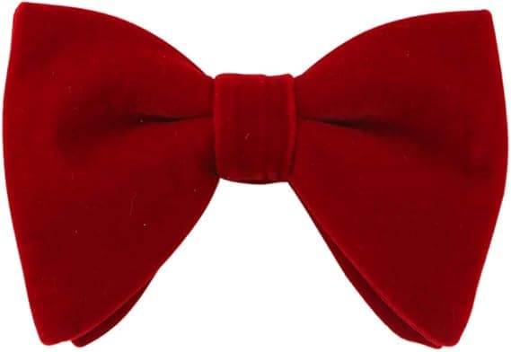 (Red) Men's Velvet Oversized Bow Tie Solid Pre-tied Formal Tuxedo