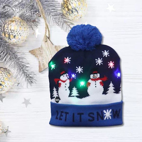 LED Julemandshue Lysende Strikket Lysende Snemandshue Unisex Beanie
