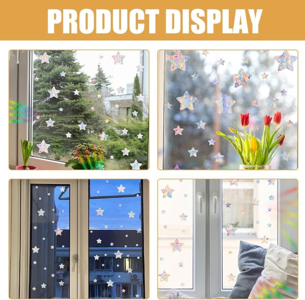 DIY Window Sticker Anti-Collision Window Decals Star-Shaped Mixed Colors PVC Self-Adhesive