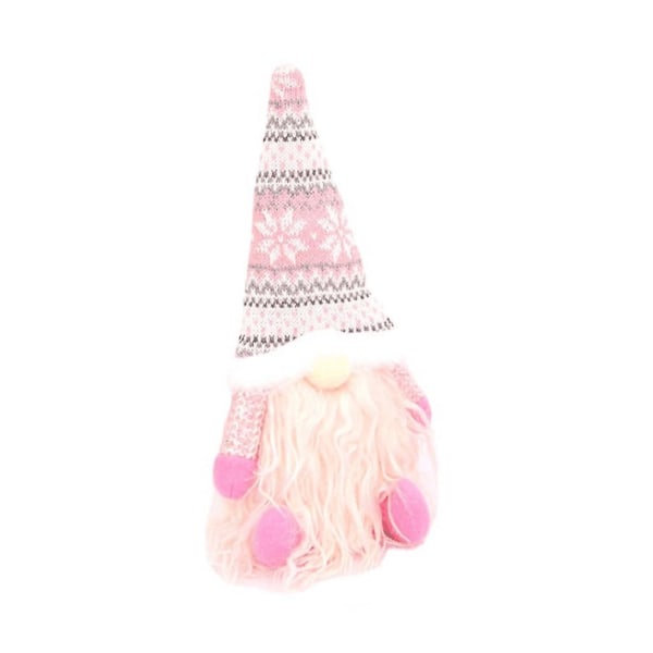 Julenisse Håndlaget Svensk Tomte Skandinavisk Elf Ornament Julepynt Rosa Skjegg