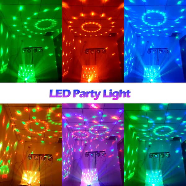 Diskolys, Mini Diskokule LED-festlampe Musikkstyrt Disco 360° Roterende Kulelys Scenelys med Fjernkontroll