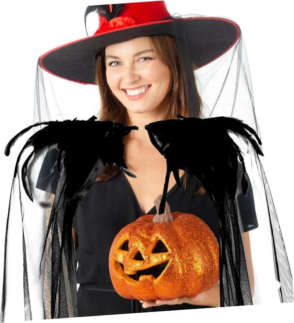Halloween Reaper Kappe Sort Tyl Spøgelseskappe til Vampyr Performance Kostume med Bindelukning