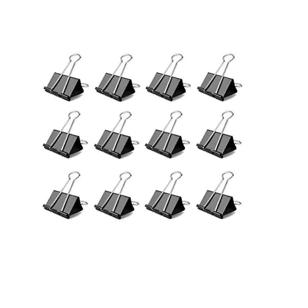 Pärmklämmor, hopfällbara klämmor Stationära metallpappersklämmor (24st, svart)