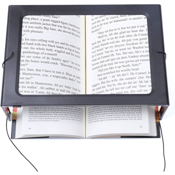 Glass Large Full Page Rectangular 3X LED Lighted Magnifier Foldable Portable Desktop for Elder