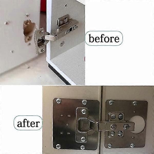 1-pak - Hængselreparationsplade 9x9 cm rustfrit stål