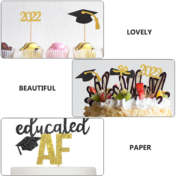 13 stk. Graduation Season 2022 Kage Dekorationer Kage Picks Party Dessert Picks Assorteret Farve 9.5X5X2CM