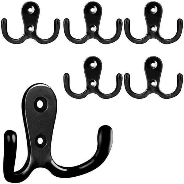 6 pcs Coat Hooks Coat Hooks Double Wall Coat Hooks Retro Coat Hooks Metal Wall Black Coat Hooks Vintage Coat Hooks Bathroom Kitchen