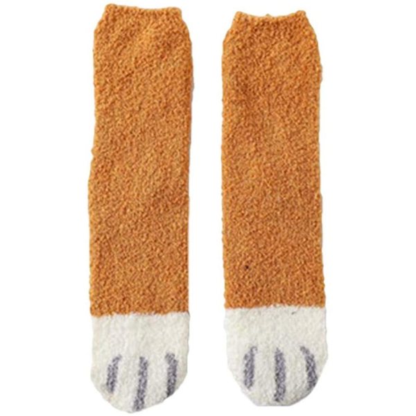 6 Par Korallfleece-Sockor Golvsockor Vinter Plus Sammet Tjocka Sockor