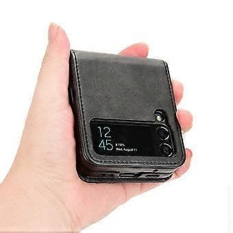 För Samsung Galaxy Z Flip3 5G PU Läderfodral Vikbart Telefonfodral Hårt PC-skal med Plånboksdesign
