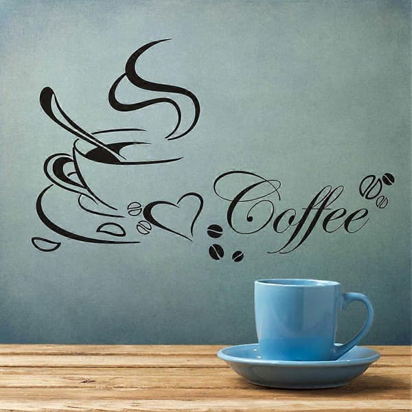 SSRGV 2 Pcs Distinct Coffee Cup Pattern Decorative Wall Decal for Kitchen Living Room Decoration