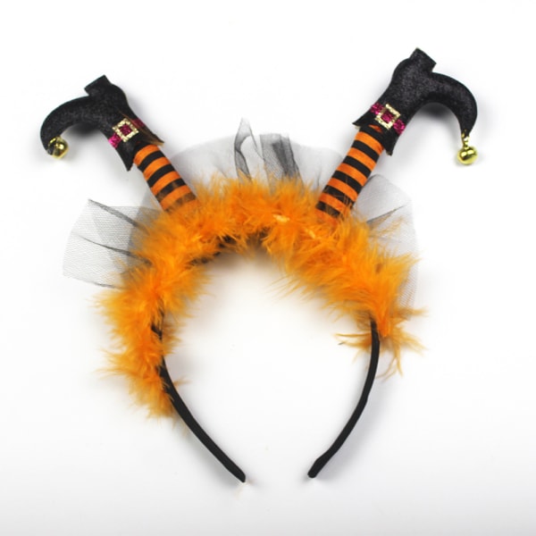 Halloween Pannband Häxa Ben Hårband lurvigt Spets Hårband Rolig kostym Hårbåge för Halloween Party Cosplay (orange)