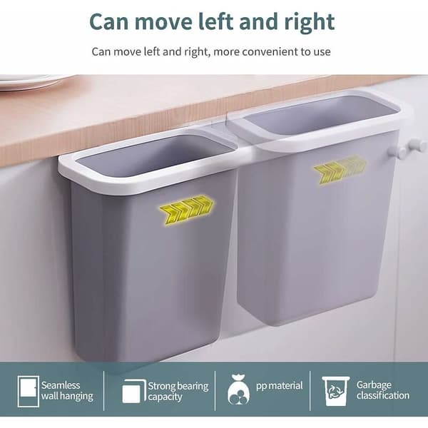 Kitchen Waste Bin 10L Wall Mounted for Car Home Office Kitchen Container (Beige)