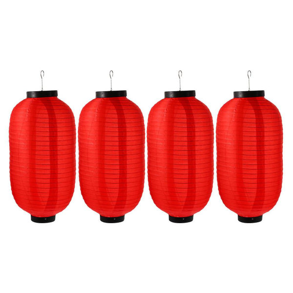 4 stk LED dekorative røde festivallykter japansk restaurantlykt papirlykt rød 20X35CM Red 20X35CM