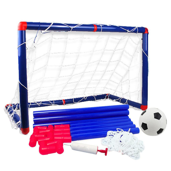 1 set Utomhus gör-det-själv-leksaker Kit Fotbollsmål Nätfotboll Montera rörtillbehör Uppblåsare Blue 60X47cm
