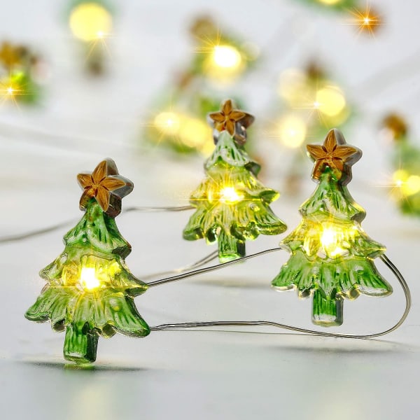 LED-lysstreng for juletre, batteridrevet med fjernkontroll og timer for jul, vinterbryllup, bursdagsfester, DIY-hjem