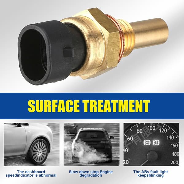 (Gold) 1-Pack Car Temperature Sensor with Connector, Durable Metal Vehicle ECT Temp Sensor Replacement Parts, Compatible with Delphi OEM #15404280 12