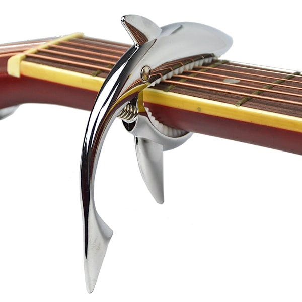 Zink-legeringsgitarr Capo Shark Capo för akustisk och elektrisk gitarr med bra handkänsla, inget bandbrus och hållbar (Silver)