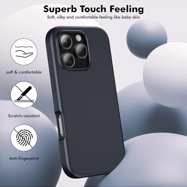 Silicone Case Compatible with iPhone 16 Pro Case Soft Ultra-Thin Protective Shockproof Liquid Silicone Phone Case, 6.1\" Midnight Blue