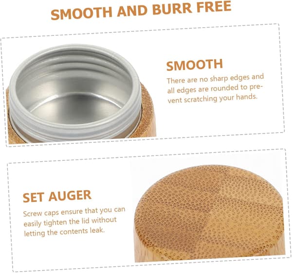 Empty Cream Container Reusable Screw Jar with Bamboo Design Sturdy Durable Aluminum Container