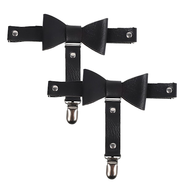 2 kpl Jousi Solmio Sukka Jalka Renkaat Vyöt Sukat Garters säädettävät SuspendersMusta20X13CM