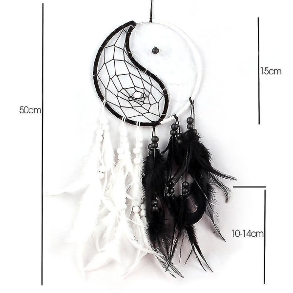 Innovativ Dream Catcher Tai Ji Hjem Væg Bil Hængende Dekor Yin Yang Feather Crafts Dreamcatcher Nets #bo