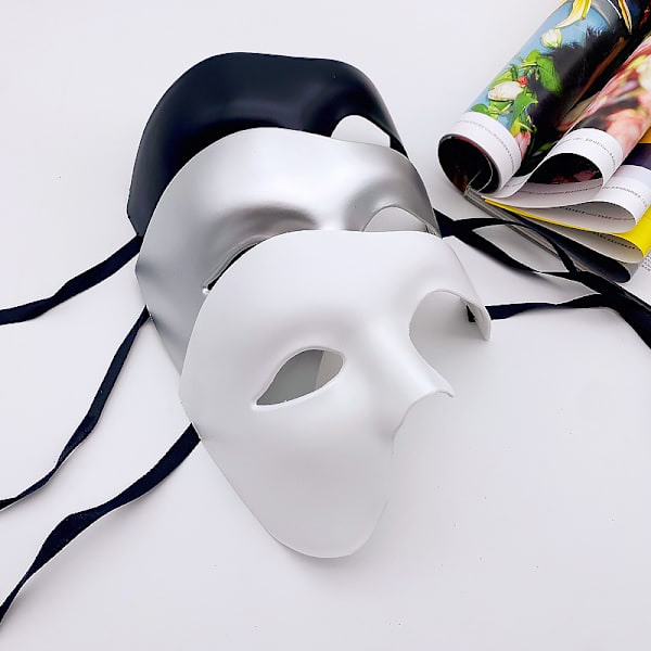Halloween Halvmask Maskeradmask Fantom Operan Mask Kostym för Män och Kvinnor (3 st)