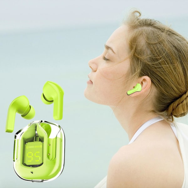 Krystal Ørepropper, Transparent Digital Display Trådløst Bluetooth Headset Bilateralt Stereo Bas Kobber