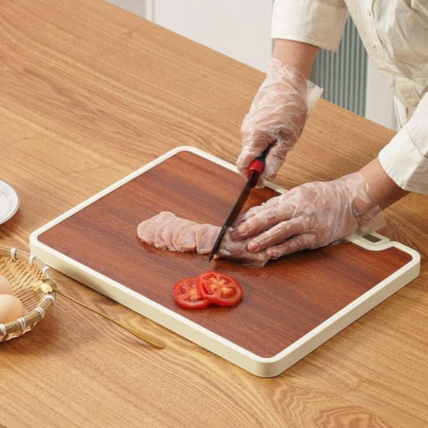 Double-sided cutting board with holder, kitchen board for fruit and vegetables, reversible board with sharpener, easy to clean