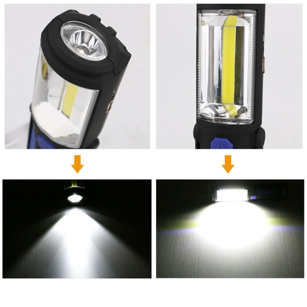 Blå inspektionslampe Genopladelig LED-lampe, Genopladelig LED-arbejdslampe med magnetiske LED-brændere Lampeinspektionslampe