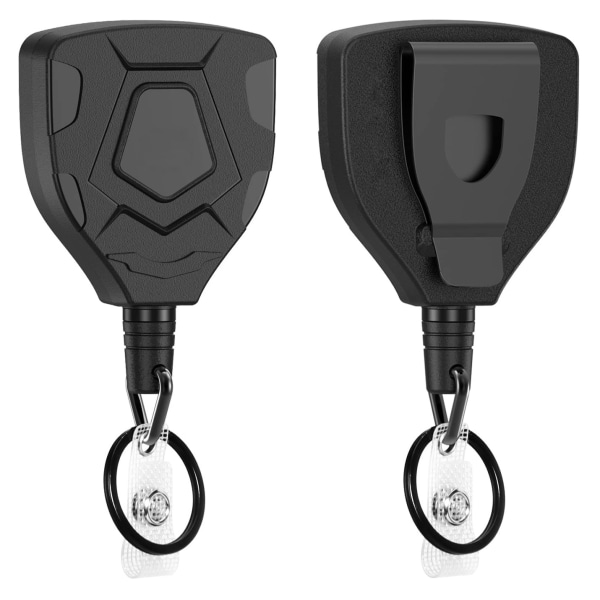 Heavy Duty uttrekkbar nøkkelring med belteklips, uttrekkbar ID-merkespole, uttrekkbar merkeholder 2-pack