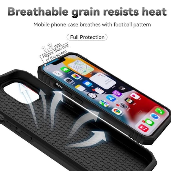 iPhone 14 Plus, deksel, ringholder, støtte, svart