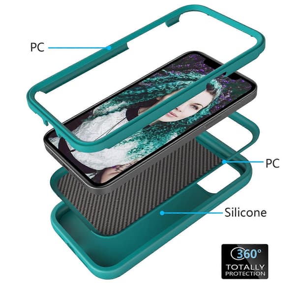 For iPhone 14 Plus Wave Pattern 3 in 1 Silicone + PC Shockproof Phone Case