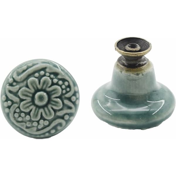 10-pack Dekorativa Keramiska Knoppar (Grön) Låda Skåp Dr