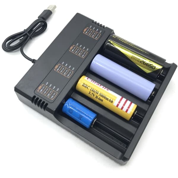 4-roms Smart 18650 Lader Litiumbatterilader Universal USB