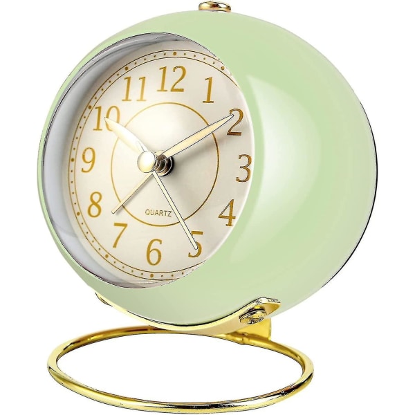 Små skrivbordsklockor för sovrum Tyst väckarklocka Vintage Guld Estetisk Trendig Dekor Bordsklocka (grön)