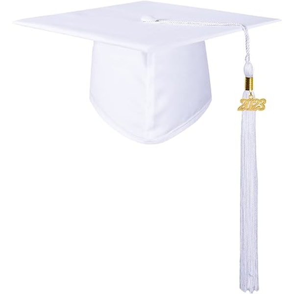 Voksen graduering hat med 2023 vedhæng, bachelor hat Graduation University High School Unisex hvid