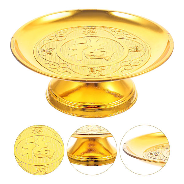 2 stk Kakepynt Serveringsbrett Alter Frukt Tilbudsskål Tilbud Matbrett Tributtplate Gull Golden 18X18X6CM