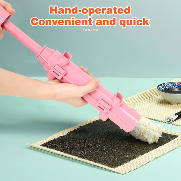 Sushi Maker Kit, Sushi Maker Rulle, Sushi Bazooka, Sushi Maker, Sushi Maskine, Sushiforme til Begyndere, med Bambusmåtte og Klud