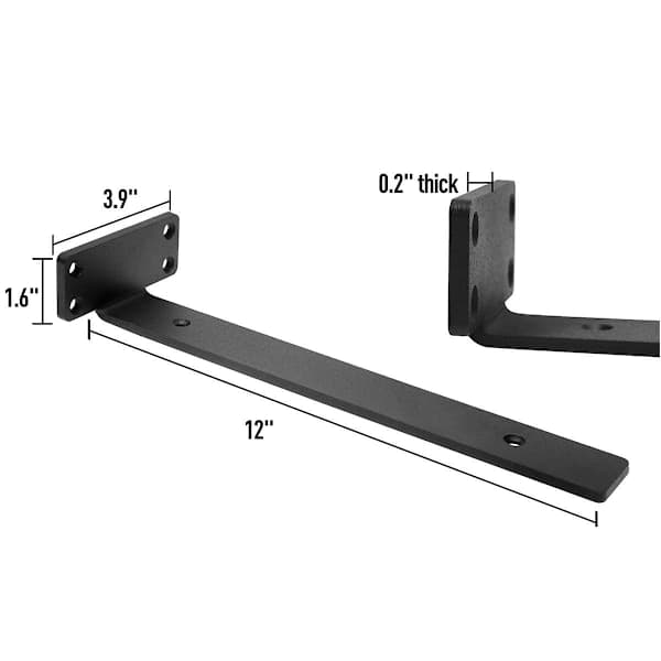Heavy Duty Floating Shelf Brackets, (1/5 Inch Thick) Hidden Shelf Brackets, Cast Iron L Brackets, Ru