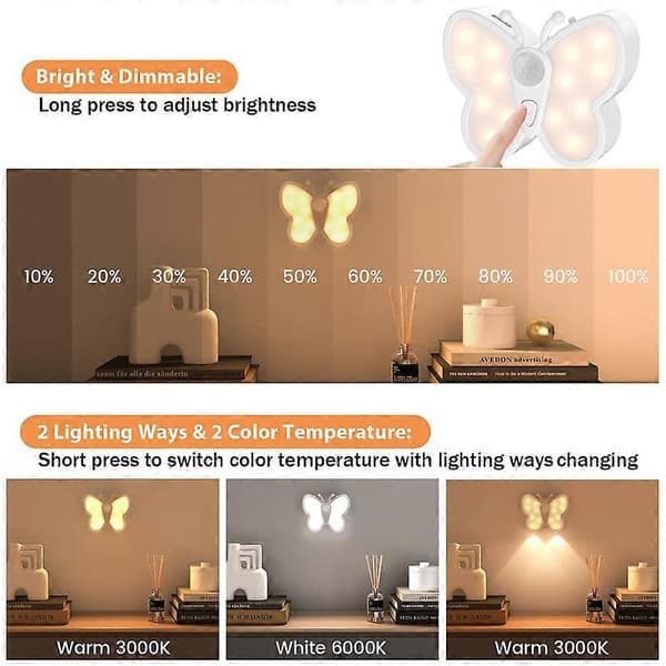 Bright Dimmable Butterfly Night Light