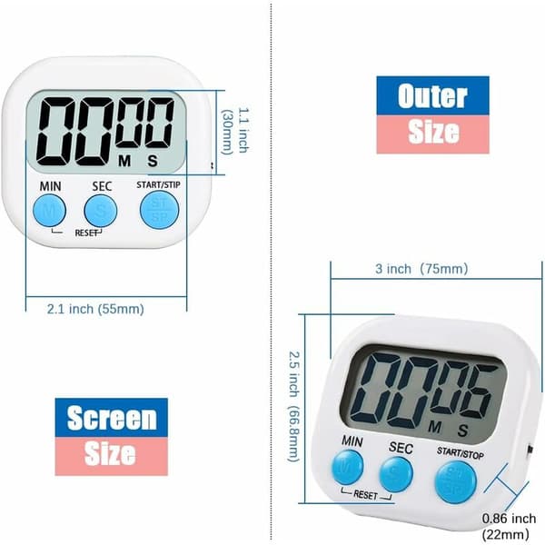 Magnetisk køkkentimer med stort LCD-display Timer til madlavning Studie Høj alarm og nedtællingstimer T-Audace