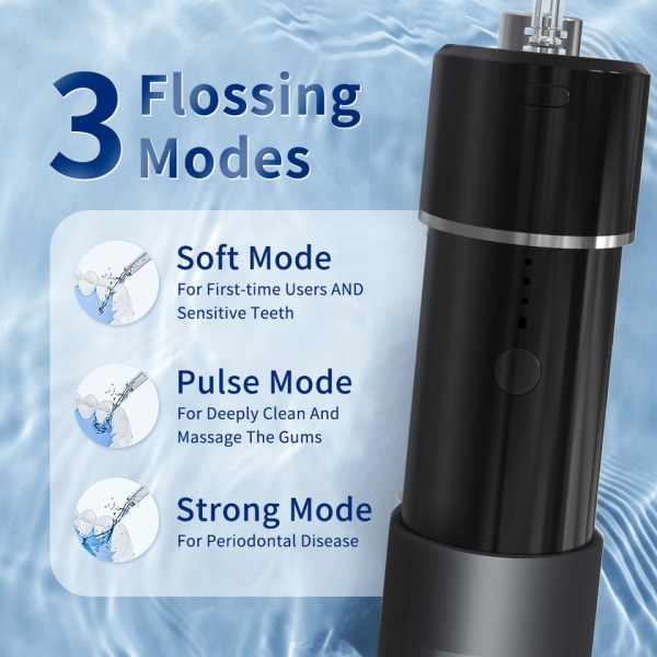 Vesihammaslanka hampaille, johdoton suuhuuhtelulaite 4 tilalla ja 3 vaihteella, vedenpitävä, kannettava USB -ladattava