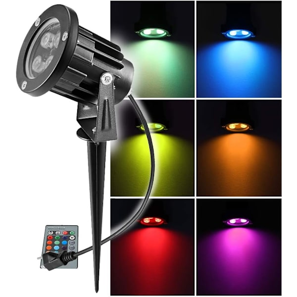 Pihavalaisin, RGB-valokeila, 8W LED-ulkovalaisin, Puutarhavalot kaukosäätimellä, 2-in-1 Patio