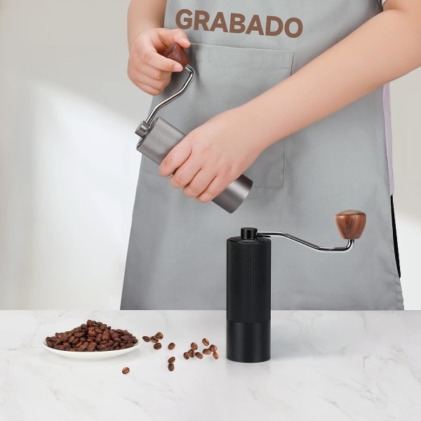 Manuell Kaffeekvern, Hånddrevet Kaffebeankvern med CNC Rustfritt Stål Konisk Kvern, Numerisk Justerbar Fininnstilling